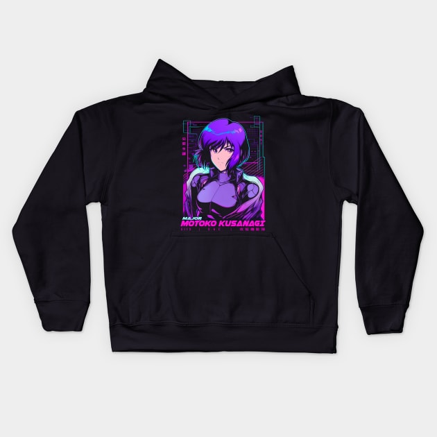 Vaporwave Ghost In The Shell Kids Hoodie by NeonOverdrive